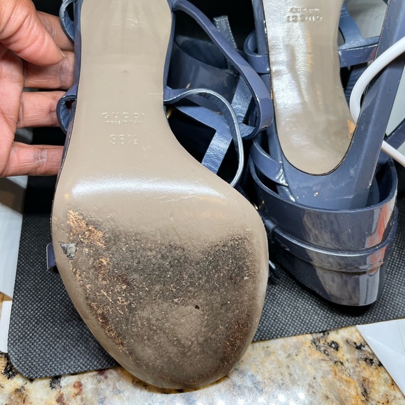 Authentic Blue Gucci Gladiator style caged sandals in size 36.5 - Picture 4 of 6